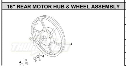 16” 350W Rear Motor Hub and Wheel Assembly