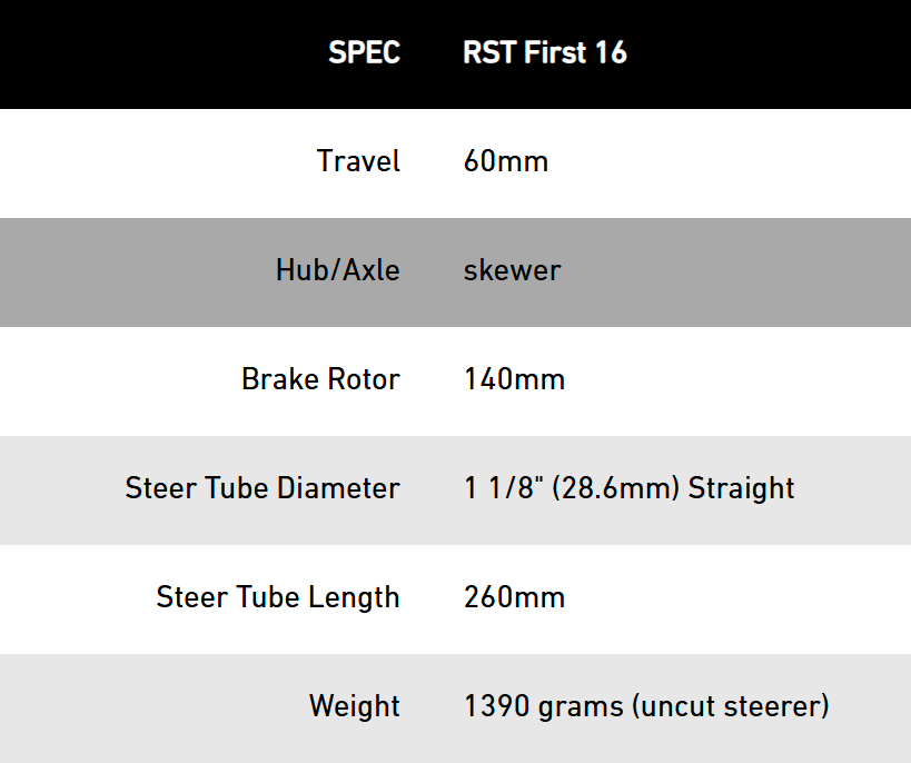 16” PREVELO RST FIRST FORK