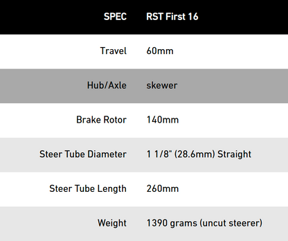 16” PREVELO RST FIRST FORK